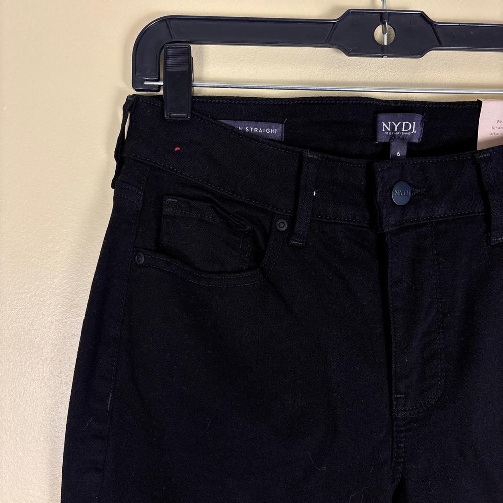 NWT NYDJ Marilyn Straight Leg Jeans Black Women Size 6 Casual Office High Rise - Picture 8 of 16